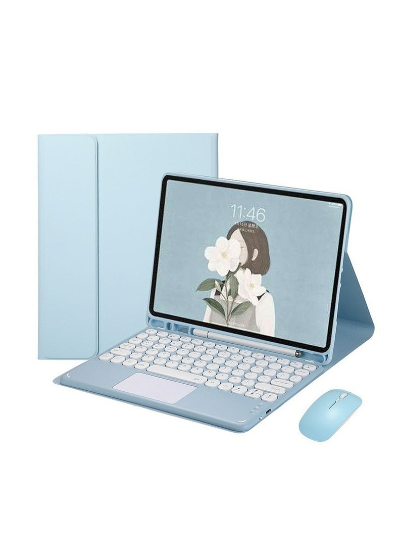 Bilingual  keyboard case with mouse for Samsung S6 lite 10.4 inch P610/P615/P613/P619 (2022) Universal , touchpad keyboard case retro round keys with mouse cute colorful keyboard built-in touchpad.